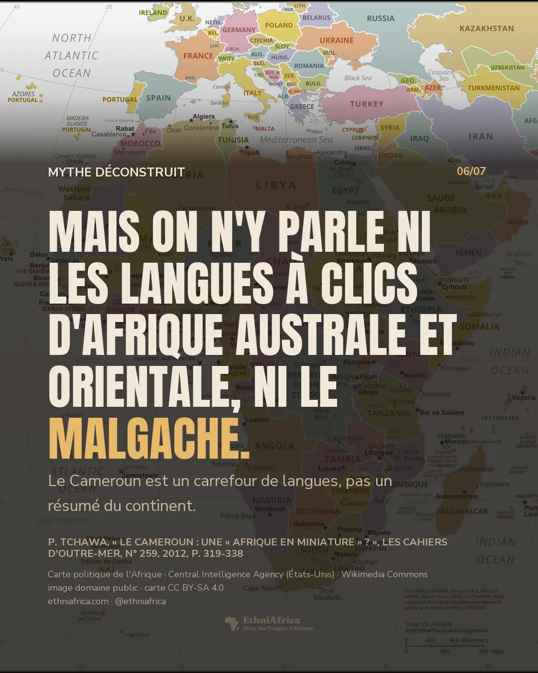 une carte politique nette et codée par couleur de l'Afrique et de ses abords, chaque pays dans une teinte pastel distincte, les capitales marquées d'une étoile, une grille de projection et une échelle en coin