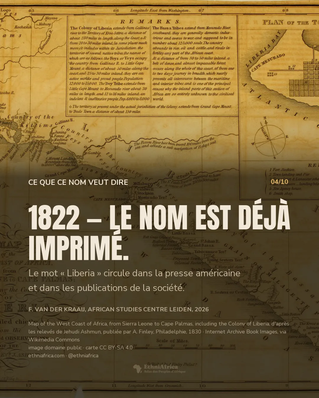 bloc de texte gravé intitulé « REMARKS », deux colonnes de notes en italique décrivant l'étendue de la colonie et les peuples de la côte